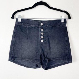 Express Woman's Sz 2 Shortie High Rise Exposed Button Fly High Rise Denim Shorts